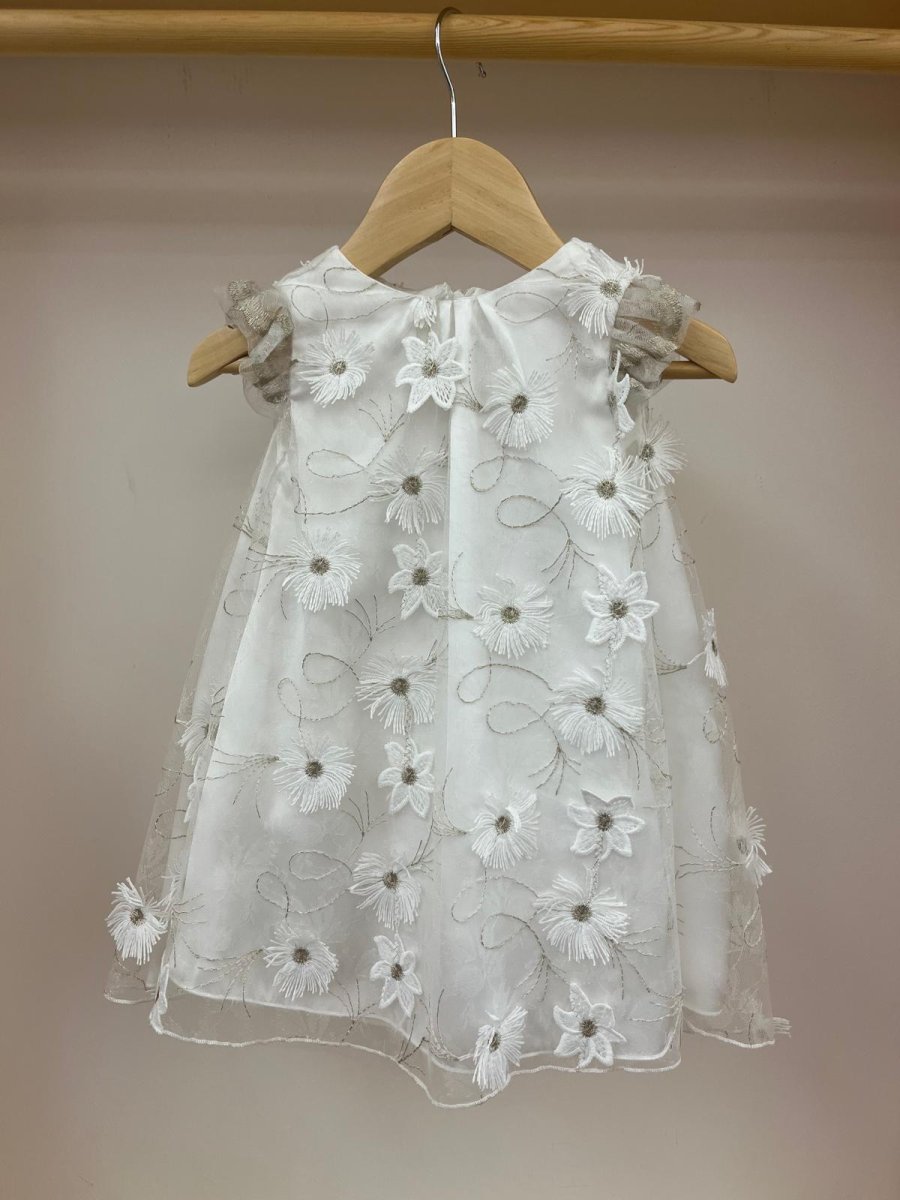 Abito bianco con fiori ricamati Myrumi