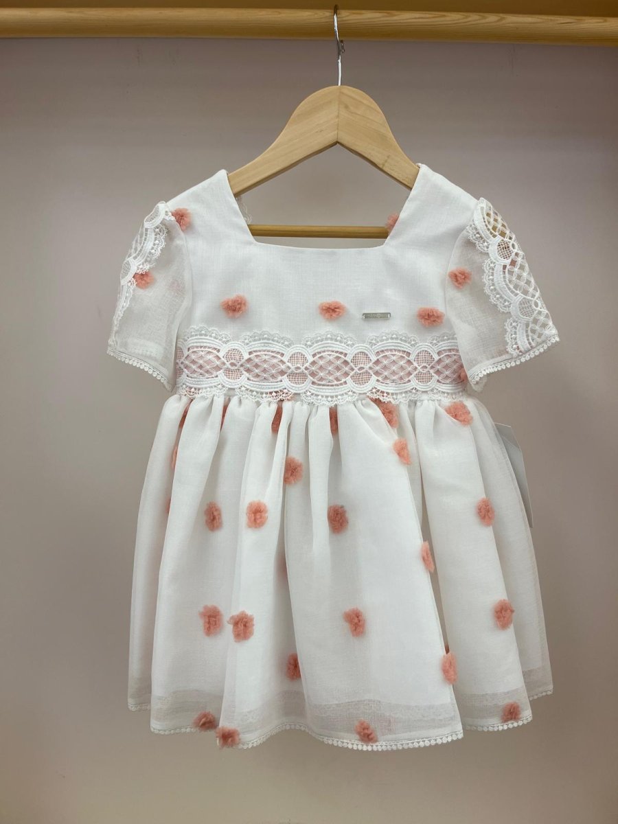 Abito bianco pois rosa Mimosa