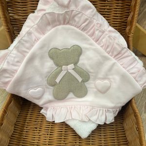 Triangolo bagnetto orso e cuori tortora